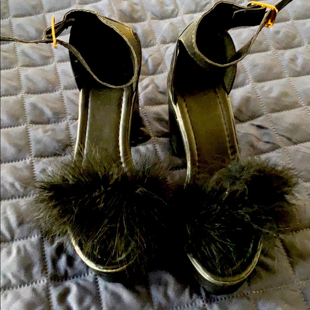 Black Platforms with Feathers